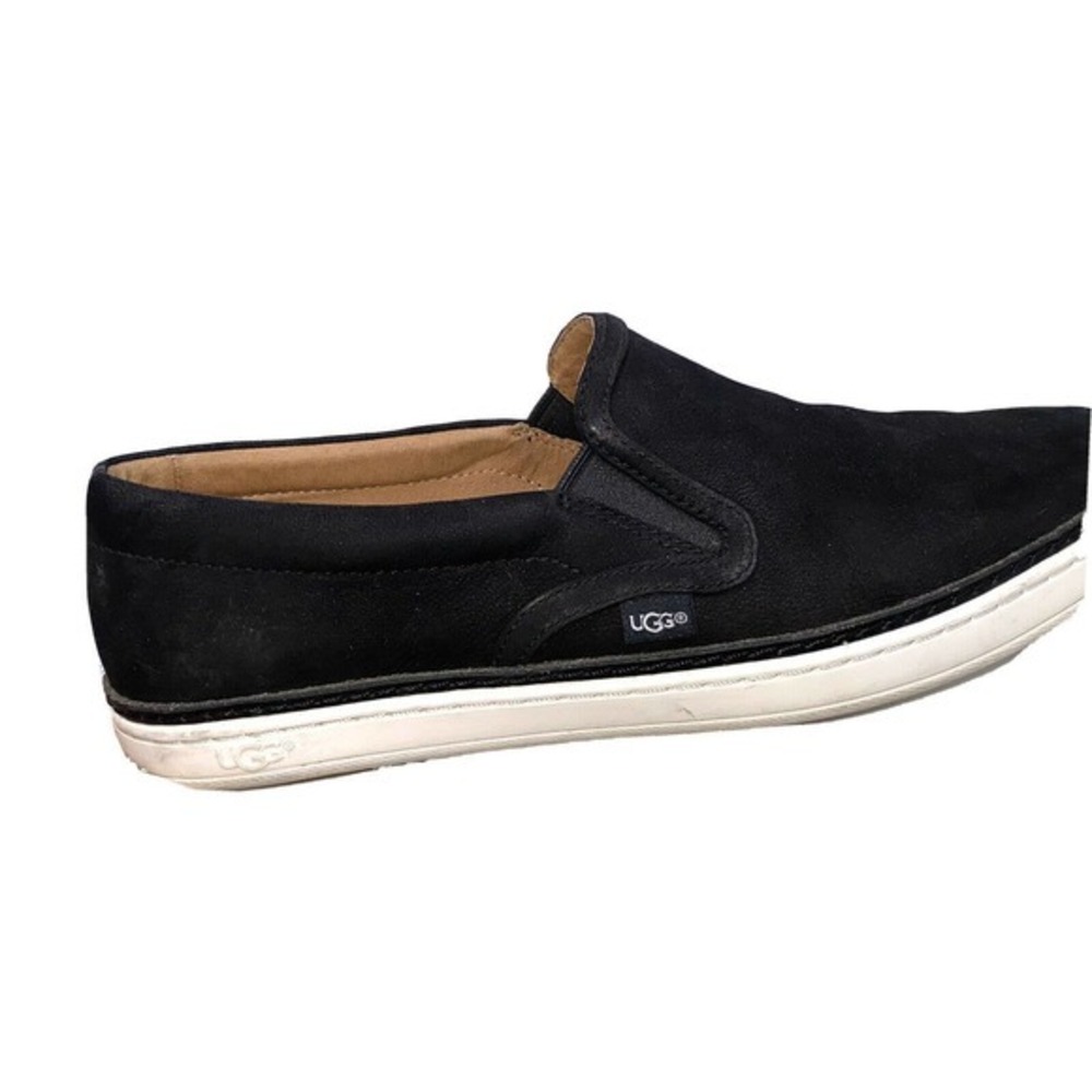 UGG SOLEDA BLACK WHITE LEATHER SHOES 1096477 Size 10 Sneaker Suede